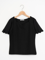 袖口刺繍プルオーバー/ネイビー