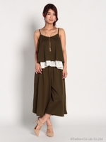 アクセ付無地鹿の子キャミスカンツセットアップ/オフホワイト