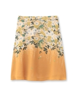 透け素材フラワー柄スカート/マスタード(133)