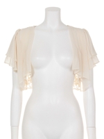 刺繍レースｘシフォン　チューリップスリーブボレロ/ベージュ