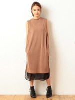 マットシルキーカットワンピース/ブラウン