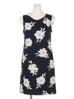 ブッチャ−花柄Aラインワンピース/ネイビー