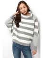【AZUL by moussy】5GA/100ボーダータートルドルマンプルオーバー/柄T.GRY