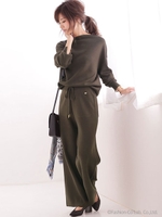 Couture-line（クチュールライン）ミラノリブニットパンツセットアップ/ブラウン