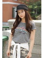 【AZUL by moussy】T/Cスラブ天竺転写ロゴT/O/WHT