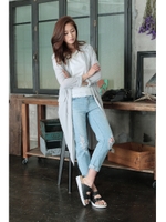 【AZUL by moussy】ジョーゼットロングチェスターCT/L/GRY