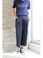 【AZUL by moussy】ストライプタックワイドパンツ/柄NVY