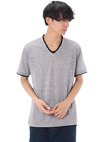 【AZUL by moussy】スラブ天竺フェイクレイヤードVネック半袖T/T.GRY
