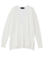 コットンリネンVネックニット/ホワイト(003)