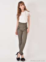 フリルスキニーパンツ/カーキ
