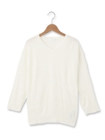 ランダムボーダードルマンニット/ホワイト(001)