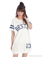 袖ライン入りロゴpriワンピ/オフホワイト