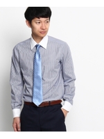 ツイルストライプレギュラーカラーシャツ/ネイビー(393)