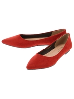 フェイクスエードポインテッドフラットシューズ/キャメル