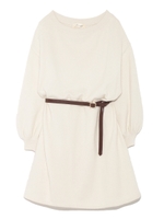 ベルティッドニットワンピース/WHT