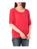 綿麻ドロップショルダーニット/オレンジ(067)