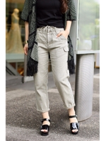 【AZUL by moussy】麻混クロプトワークパンツ/KHA