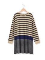 配色サックワンピース/ベージュ(352)