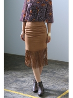 【AZUL by moussy】フェイクスエードフリンジタイトスカート/CAM