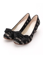 リボンウエッジパンプス/ライトグレー(011)