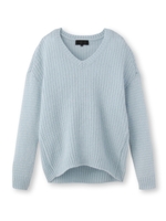 [L]モヘヤ混Vネックドロップショルダーニット/オフホワイト(003)