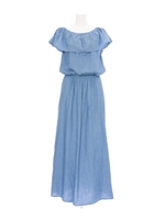 ダンガリーオフショルマキシ丈ワンピース/ネイビー