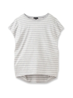 [L]シルクコットンボーダードルマンプルオーバー/ライトグレー(311)