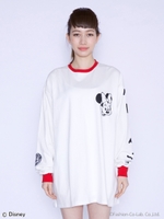 miney mouse/ringer tee dress/WHITE×RED