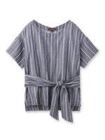 フロント結びブラウス/ネイビー(093)