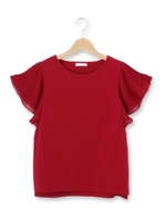 プリーツフリル袖カットソー/ボルドー(064)