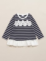 ボーダー天竺チュニック/ネイビー