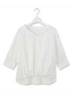 異素材タックブラウス/ホワイト(001)