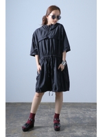 【AZUL by moussy】メモリータフタマウンテンパーカー風7分ワンピース/BLK