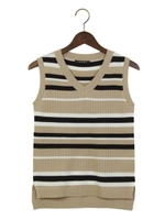 【売り切れ次第終了!!】マルチボーダーV/Nノースリ/ニット/テラコッタ