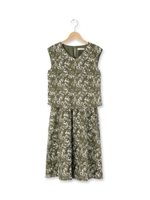 綿麻フラワープリントワンピース/ネイビー(793)