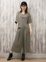 ワイドスリーブTOPSガウチョ/SET/ライトブラウン