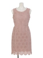 衿シフォンフリル切替レースワンピース/ピンク