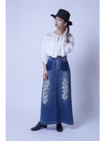 【AZUL by moussy】ショルダーレーススモックプルオーバー/O/WHT