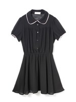 シフォン丸衿ワンピース/ブラック