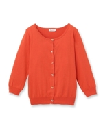 デコボタンニットカーディガン/ダークオレンジ(068)