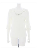 ネックレス付カットソートップス/ネイビー