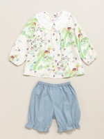 レインガーデンプリントチュニックセット/ブルー