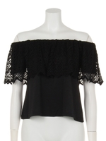 カッティングレースオフショルTOPS/ブラック