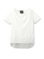 [L]ボートネックニット+ストライプタンクトップ/オフホワイト(003)