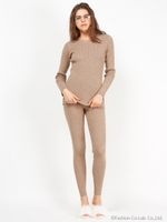 ソフトリブニットクルーネック/KHAKI