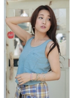 【AZUL by moussy】30/-Cスラブ天竺タンク/SAX