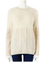 配色アンゴラ混ケーブルニット/グレー