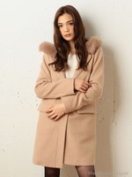 ファー付ZIPコート/ブルー