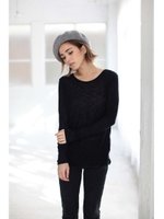 【AZUL by moussy】WスラブボーダーゆるVネック長袖プルオーバー/O/WHT