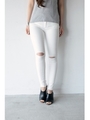 【AZUL by moussy】リップドカラースキニーパンツ/O/WHT